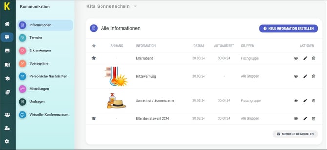 1 Informationen Liste