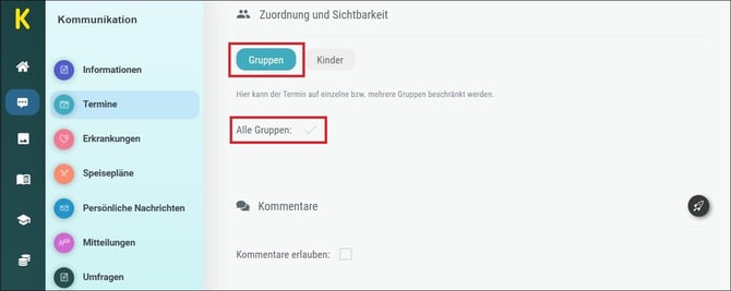 2  Termine - Zuordnung Gruppe