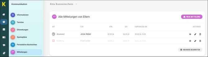 2 Mitteilungen Überblick