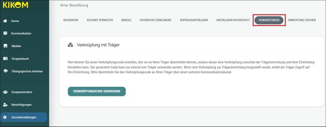 3 Einrichtungsansicht Verknüpfung
