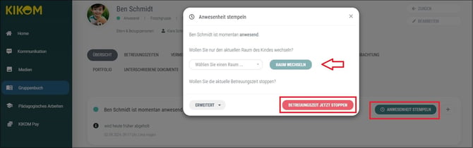 3 Gruppenbuch Anwesenheit stoppen + Raum