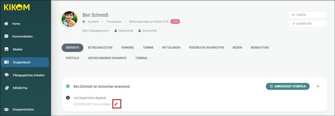 7 Gruppenbuch Notizen bearbeiten